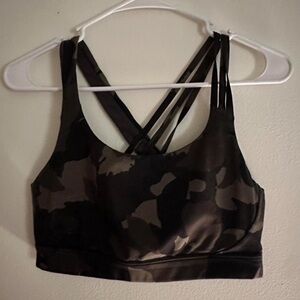Athleta Black Camo Strappy Bra